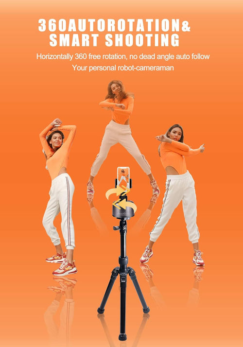 Apai Genie Ii - Auto Tracking Smartphone Holder - Handsfree Face Tracking Camera Stand - Smart Selfie Stick 360° Rotation for Live Stream, Videos and Photos Black