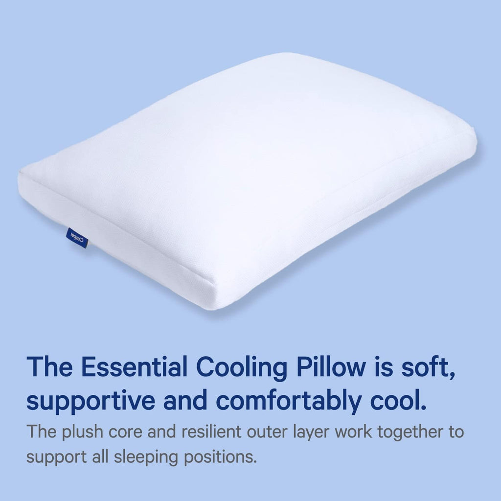 Sleep Backrest Pillow, One Size, Gray & Sleep Essential Cooling Pillow, Standard, White