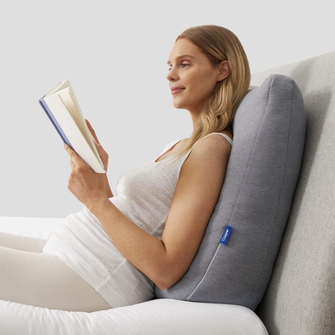 Sleep Backrest Pillow, One Size, Gray & Sleep Essential Cooling Pillow, Standard, White